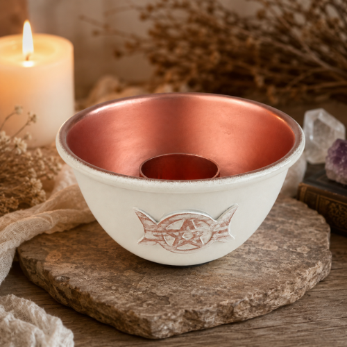 Räucherschale mit Dreifachmond und Stern für Salbei und Palo Santo