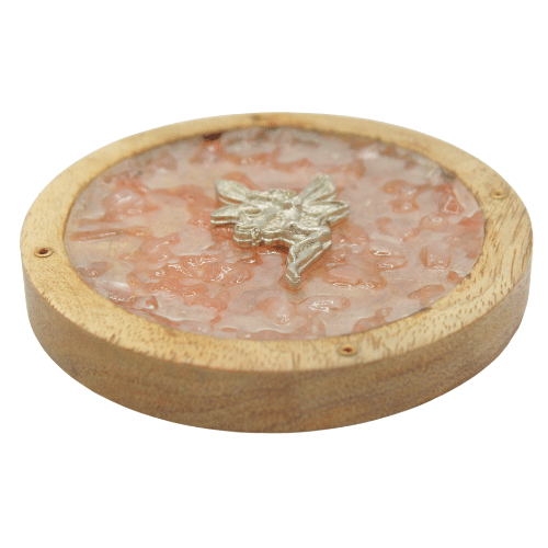 Räucherstäbchenhalter mit Elfe und Rosenquarzstückchen